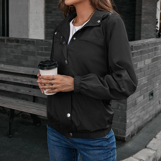 Damen Leichte Übergangsjacke mit modischem Kapuzen-Design und praktischen Taschen R&B