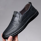 Herren elegante Slip-On Freizeitschuhe aus weichem Leder Heidi Mode