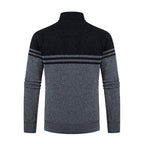 Herren Strickjacke mit modernem Zipper und sportlichem Streifenmuster