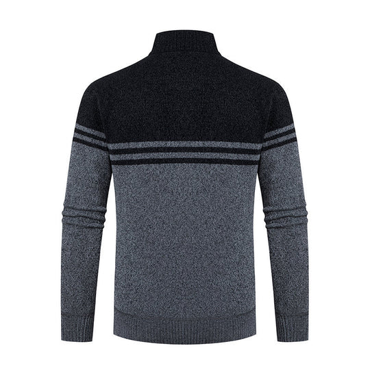 Herren Strickjacke mit modernem Zipper und sportlichem Streifenmuster R&B