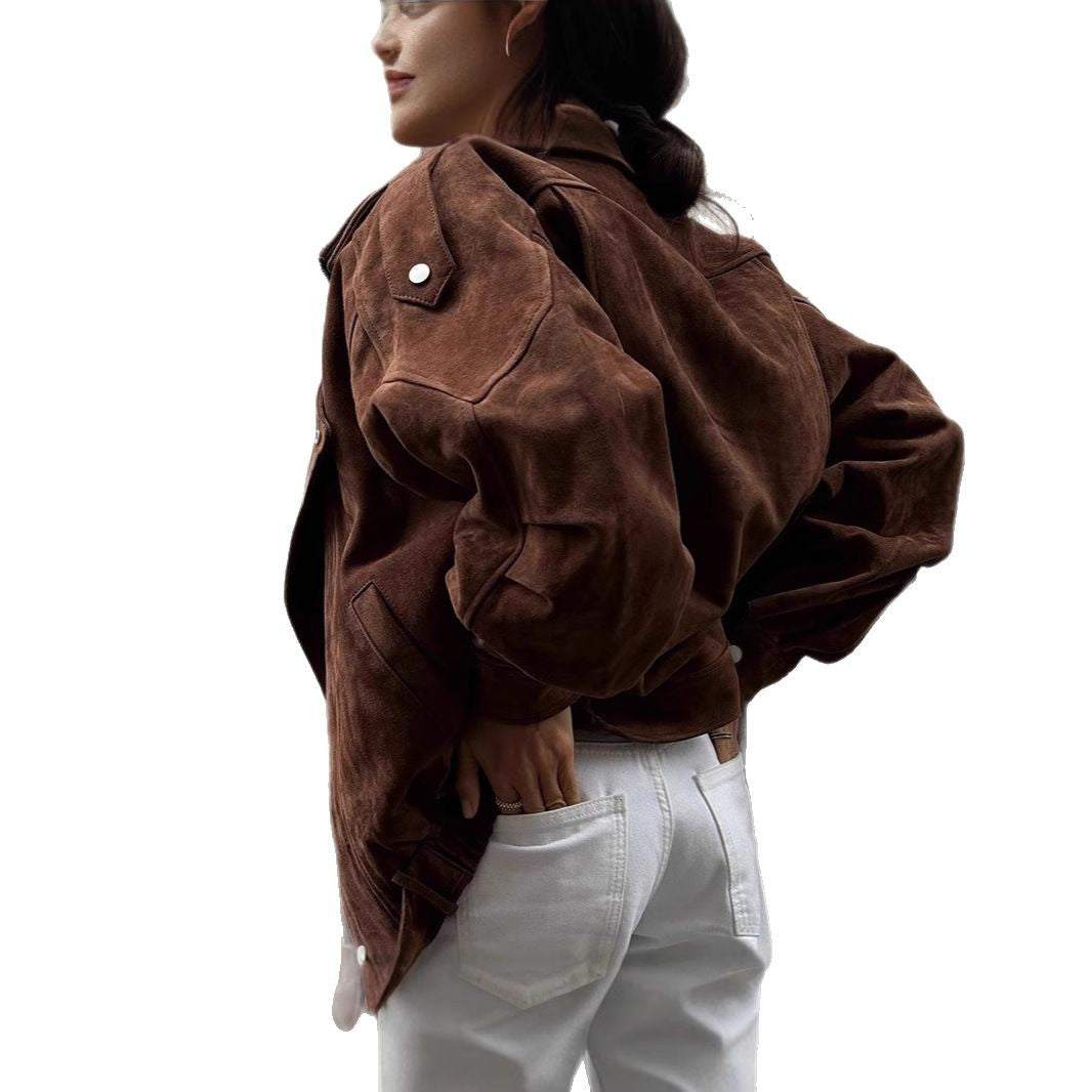Damen modische Oversized jacke mit Gürtel R&B