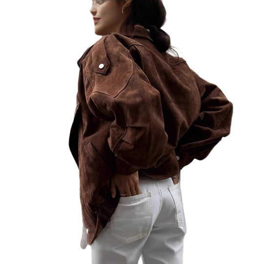 Damen modische Oversized jacke mit Gürtel R&B