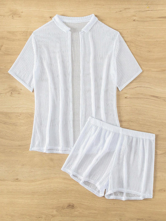 Damen Sportliches Kurzarm-Set mit atmungsaktiver Struktur R&B
