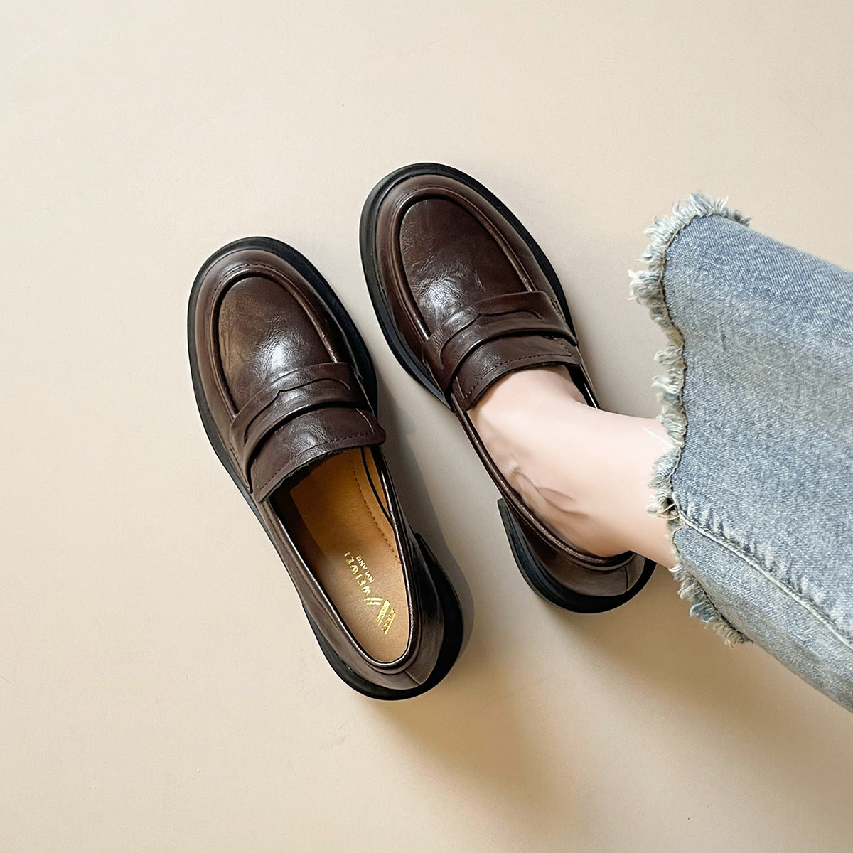 Damen elegante Loafers mit modischem Blockabsatz