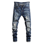 Herren Ripped Denim-Jeans mit kontrastierenden Details und schmalem Schnitt R&B