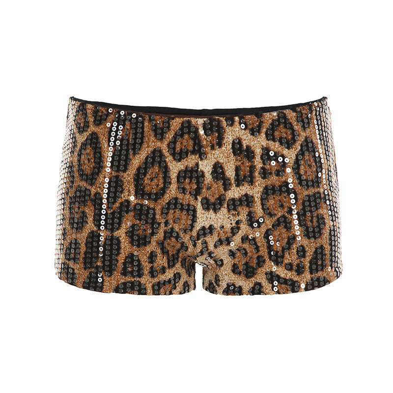 Damen Minirock mit glamourösem Pailletten-Leopardenmuster und figurbetontem Schnitt R&B