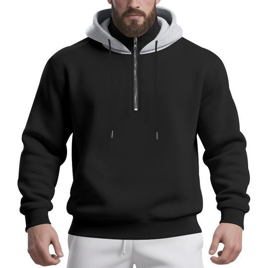 Herren sportlicher Kapuzenpullover mit halbem Reißverschluss und atmungsaktivem Stoff R&B