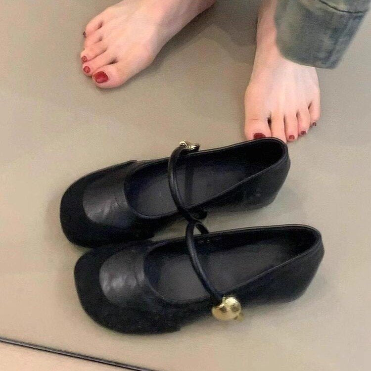 Damen elegante Ballerina-Schuhe mit dekorativer Schnalle und komfortablem Fußbett R&B