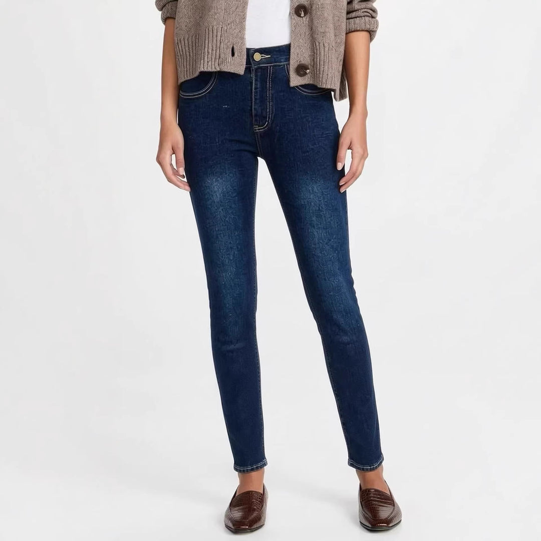 Damen Skinny Jeans im modernen Used-Look mit hohem Bund und elastischem Stretch R&B
