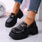 Damen Chunky Loafers mit glamourösem Krokodil-Design und komfortabler Plattform EB