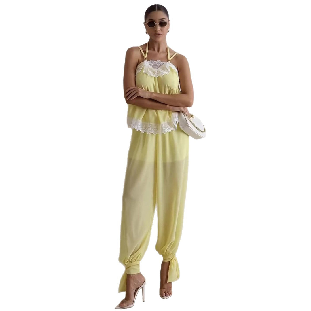 Damen luftiges Schalenoberteil mit elegantem Hosenansatz R&B