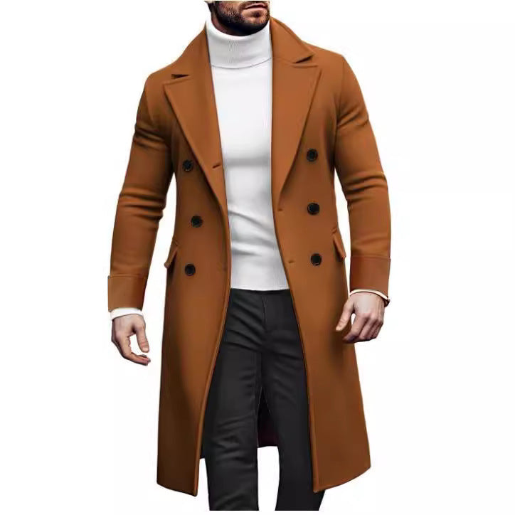 Herren Eleganter Doppelreiher-Mantel mit hochwertigem Material und klassischem Schnitt R&B
