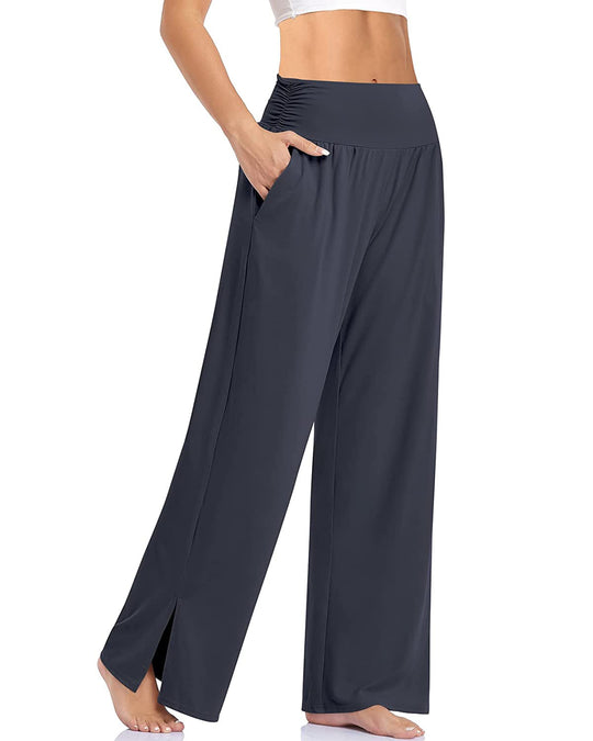 Damen weit geschnittene Freizeithose mit praktischen Taschen und elastischem Bund R&B