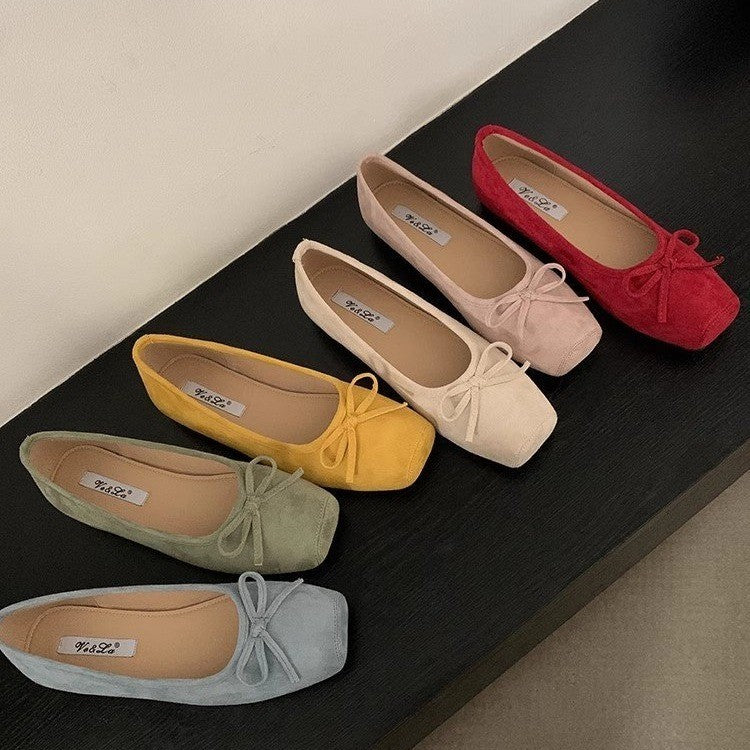 Damen Ballerinas aus hochwertigem Wildleder mit filigranem Schleifendetail R&B