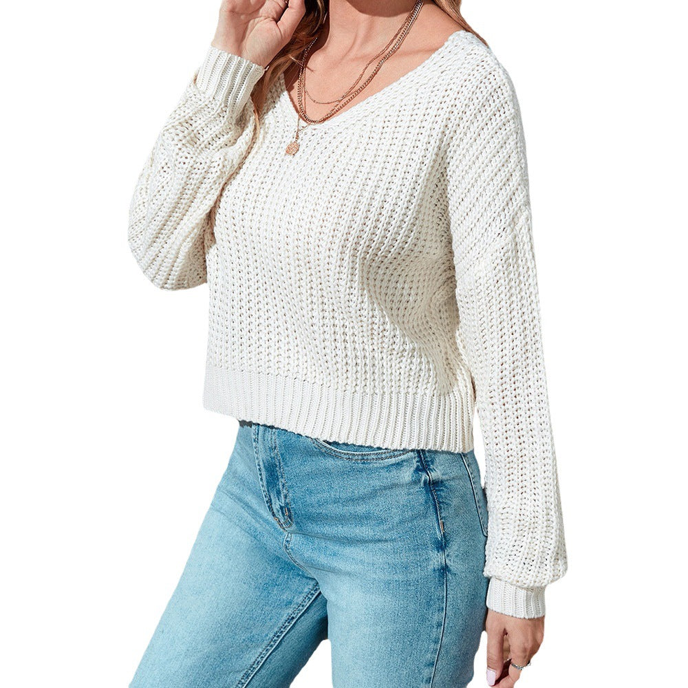 Damen lässiger offener Strickpullover R&B