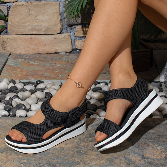 Damen Sandalen mit verstellbaren Klettverschlüssen und atmungsaktivem Obermaterial R&B