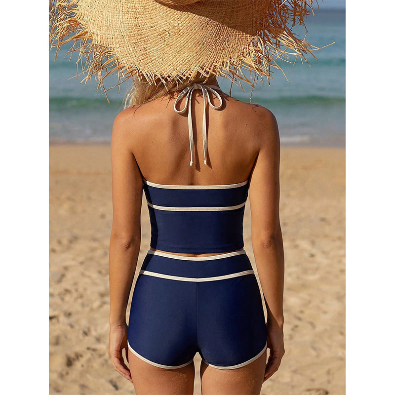 Damen Sport-Bikini mit hochgeschnittenem Oberteil und Shorts R&B
