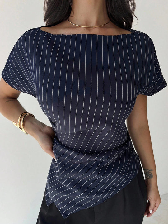 Damen stilvolles Oberteil mit feinem Streifenmuster und weichem Fall R&B