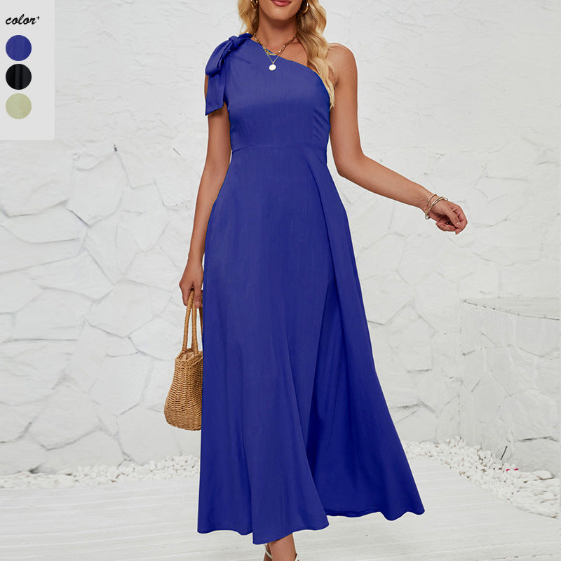 Damen Maxikleid mit asymmetrischem Design und Trägerdetail R&B