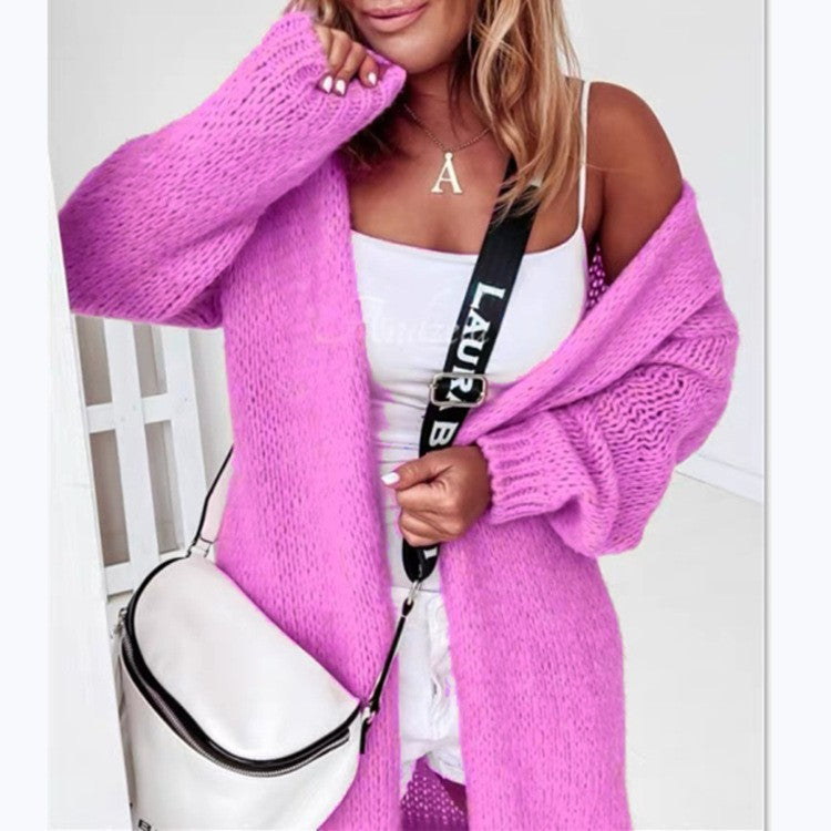 Damen Strickjacke mit feinem Lochmuster und lässigem Schnitt