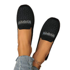 Damen bequeme Slipper aus atmungsaktivem Strickmaterial mit eleganter Zierstickerei R&B