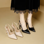 Damen Slingback-Pumps mit spitzem Design und elegantem Hochglanz