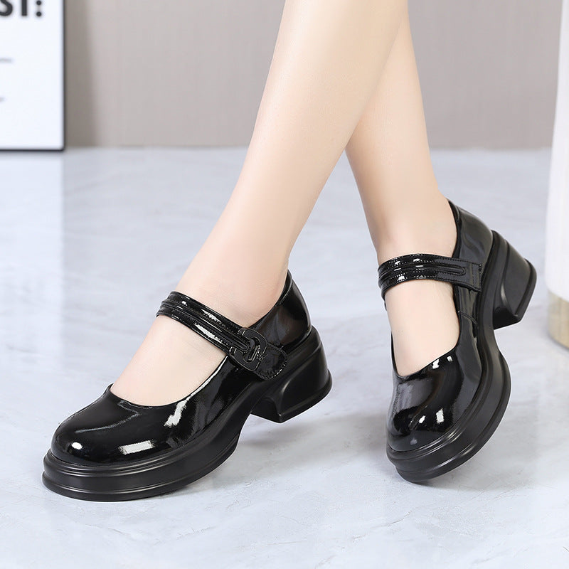 Damen Mary Jane Schuhe mit modischem Schnallenakzent und komfortablem Blockabsatz R&B