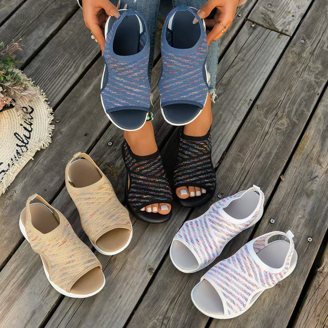 Damen sportliche Sandalen mit elastischem Obermaterial und rutschfester Sohle R&B