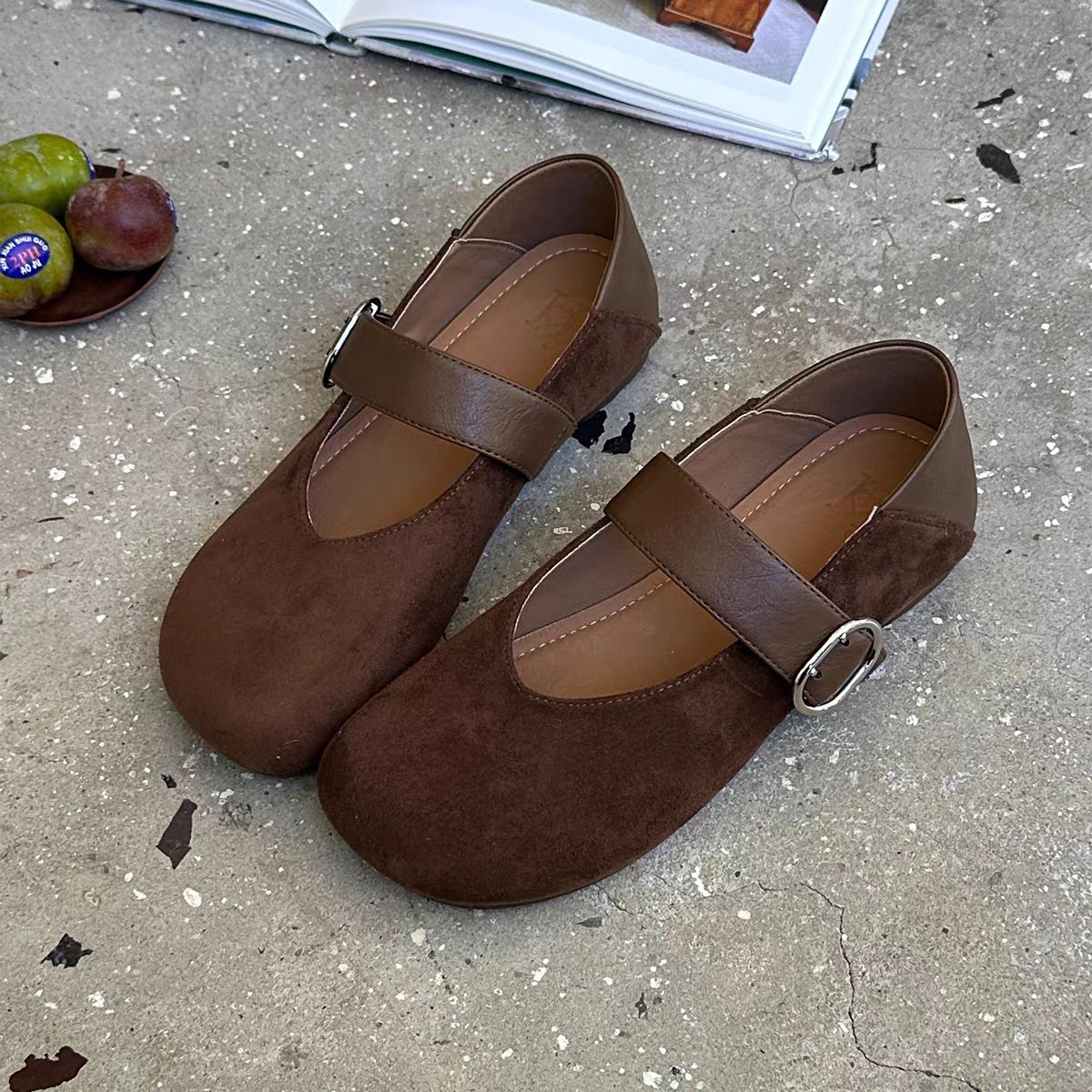 Damen Ballerinas mit modischem Leopardenmuster und anpassbarem Riemen R&B