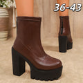 Damen Chunky Blockabsatz Stiefeletten mit zippbarem Design R&B