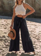 Damen Strandhose mit elastischem Bund und weitem Schnitt R&B