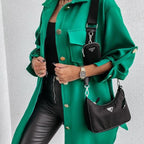 Damen Oversized Hemdjacke mit praktischen Taschen und Knopfdetails R&B
