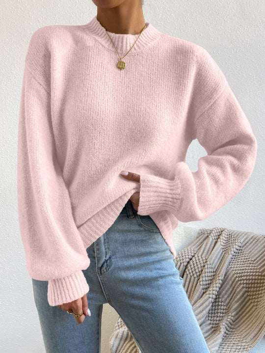 Damen Kuschelpullover mit weitem Schnitt und hochgeschlossenem Kragen R&B