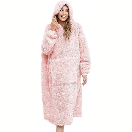 Herren Kuscheliger Fleece-Bademantel mit Kapuze und Taschen R&B
