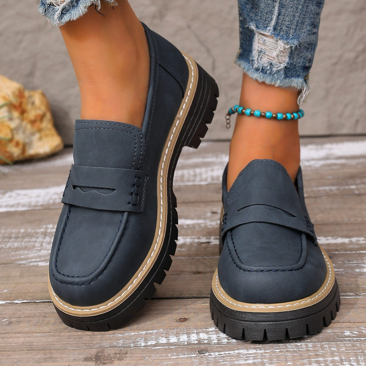 Damen Bequeme Mokassins mit robustem Profil R&B