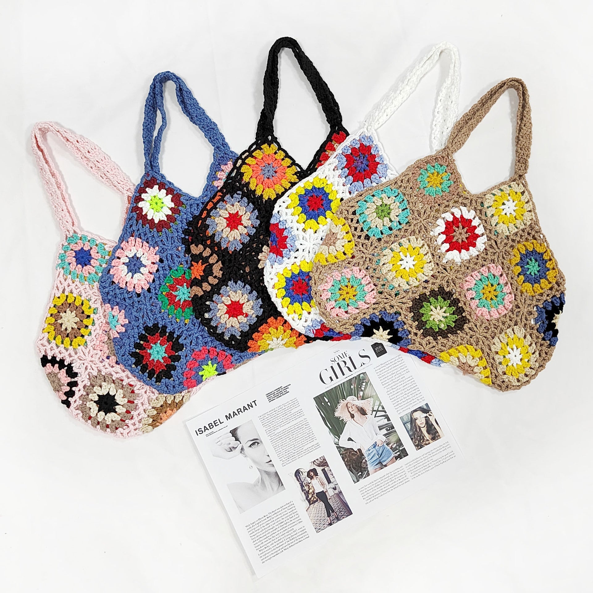 Damen Handgefertigte Häkel-Shopper-Tasche R&B