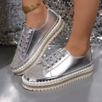 Damen modische Komfort-Sneaker mit Glitzer-Details und atmungsaktiver Sohle R&B