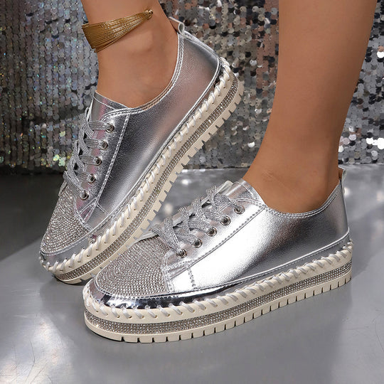 Damen modische Komfort-Sneaker mit Glitzer-Details und atmungsaktiver Sohle R&B
