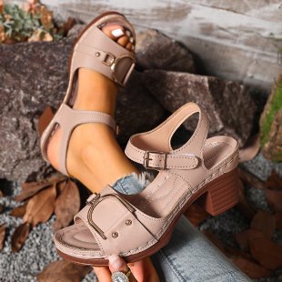 Damen Komfortable und elegante Sandalen mit Blockabsatz R&B