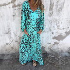 Damen Langarm Maxikleid mit Animal-Print und praktischen Taschen R&B