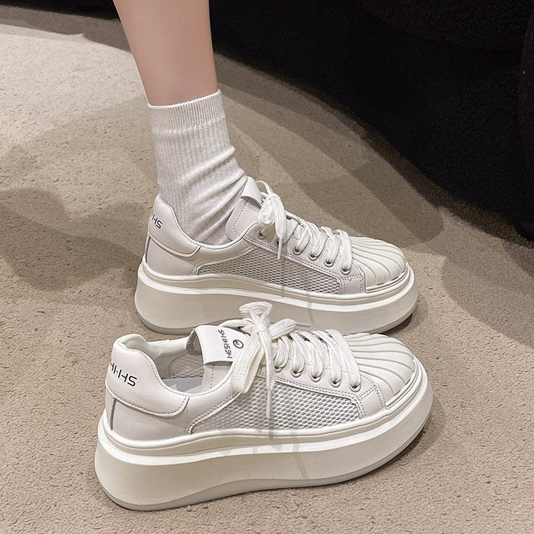 Damen modische Plateau-Sneaker mit atmungsaktivem Mesh-Obermaterial und komfortabler dämpfender Sohle R&B