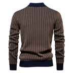 Herren Feinstrickpullover mit Rollkragen und Streifenmuster