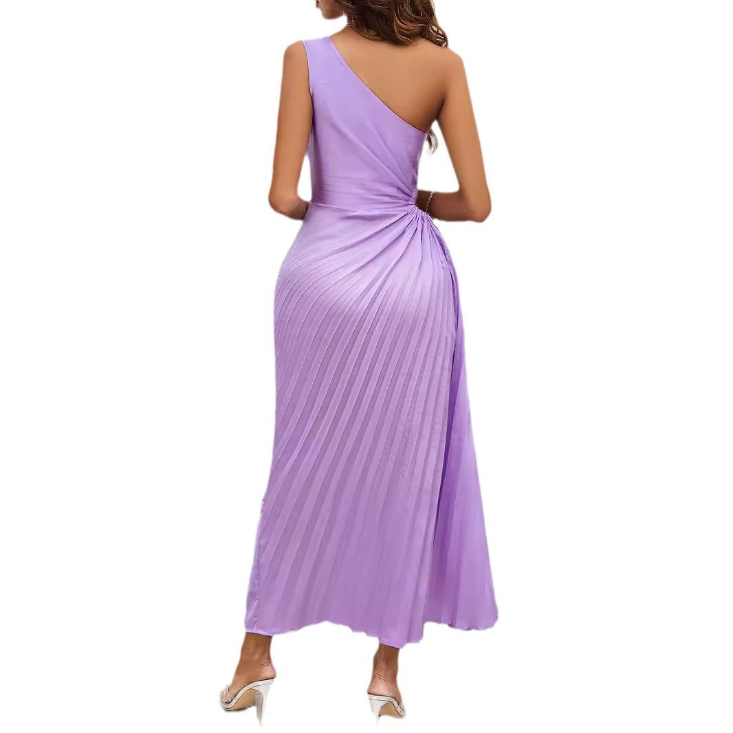 Damen Plissiertes Maxikleid mit asymmetrischem Schnitt und eleganter Drapierung R&B