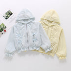 Damen nan romantische Kapuzenjacke mit Spitzendekor, Zierschleifen und gerafftem Saum R&B