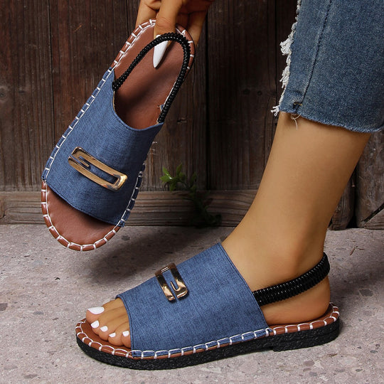 Damen Slingback Sandalen mit dekorativem Riemen und rutschfester Sohle R&B