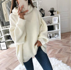 R&B | Damen Strickpullover mit Rollkragen lockerer Sitz, einfarbig