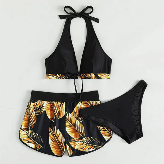 Damen Bikini-Top mit abnehmbaren Trägern und modischen Shorts R&B