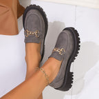 Damen modische Mokassins mit robustem Profil und stilvollem Ketten-Detail R&B