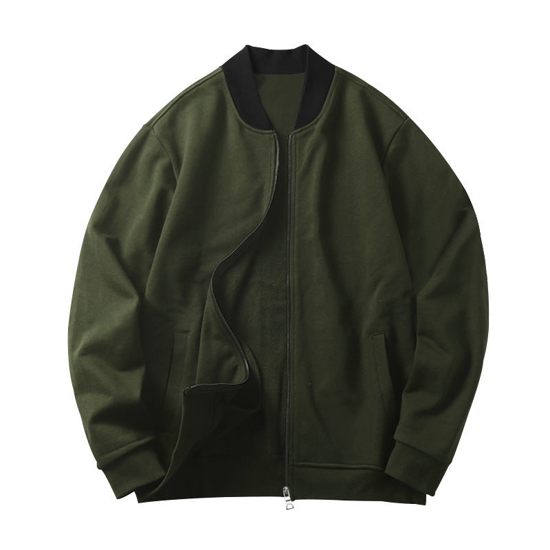 Herren nan legerer Baumwoll-Blouson mit kontrastkragen sichtbarem Metallreißverschluss und seitlichen Eingrifftaschen R&B