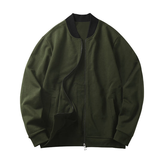 Herren nan legerer Baumwoll-Blouson mit kontrastkragen sichtbarem Metallreißverschluss und seitlichen Eingrifftaschen R&B